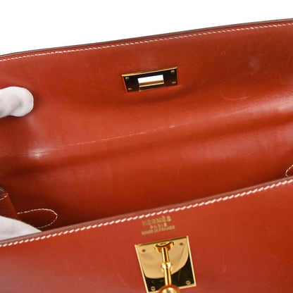 Hermes Etrusque Box Calf Kelly 32 Sellier 2way Shoulder Handbag