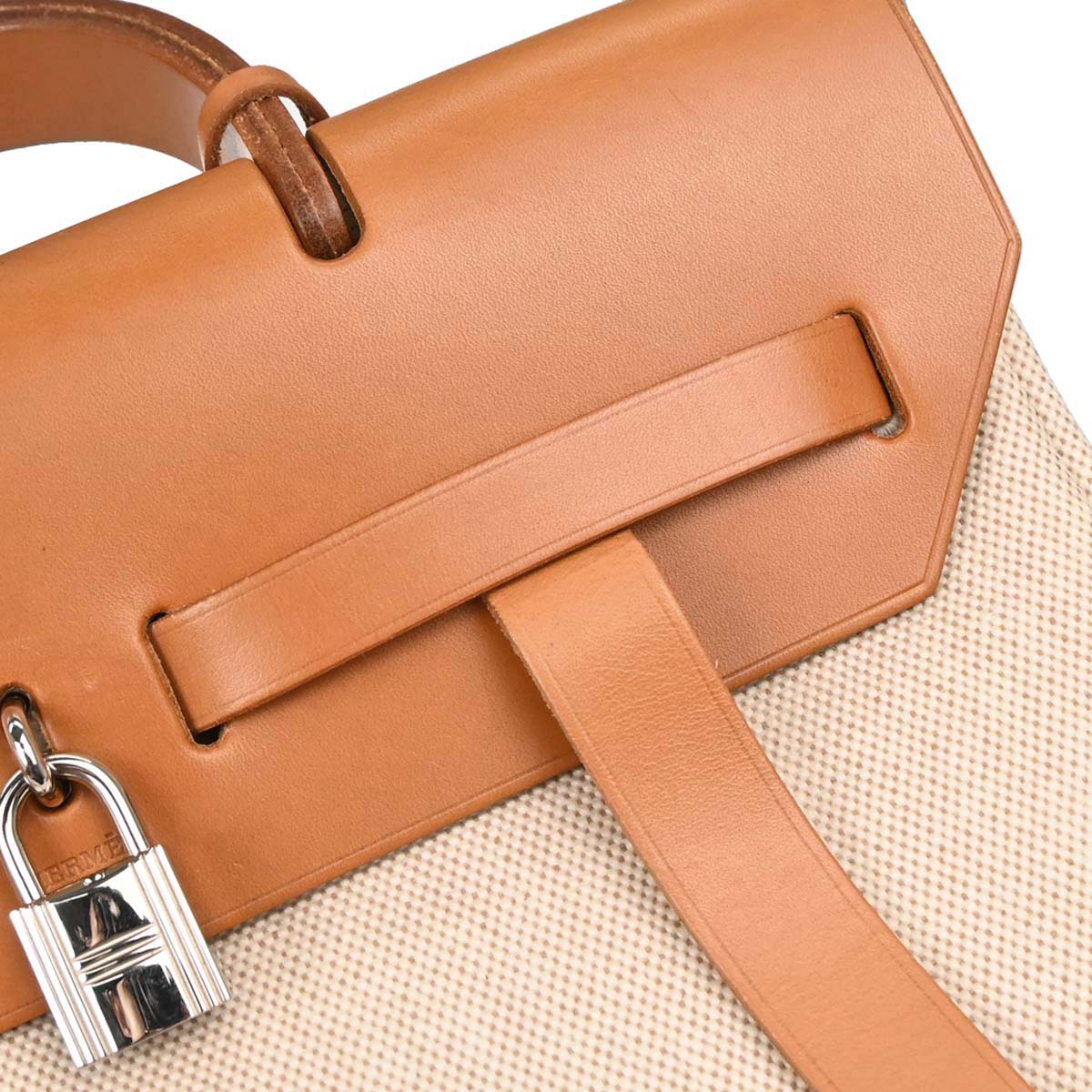 Hermes Beige Brown Toile H Herbag a Dos 2 in 1 Backpack