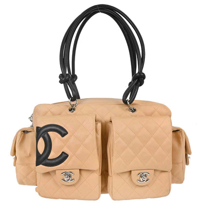 Chanel Beige Calfskin Cambon Ligne Reporter Bag Handbag