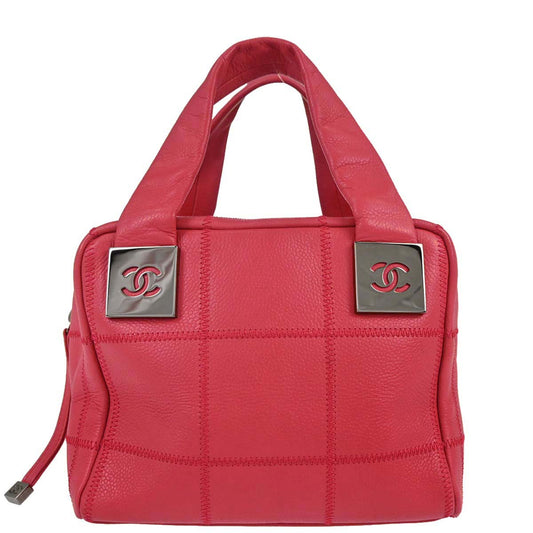 Chanel 2003-2004 Red Caviar Choco Bar Wild Stitch Handbag