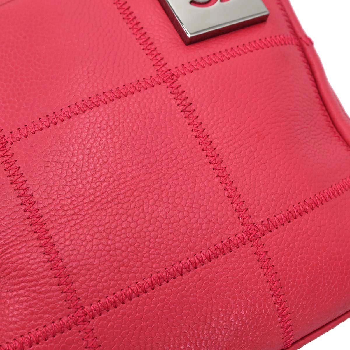 Chanel Red Caviar Choco Bar Wild Stitch Handbag