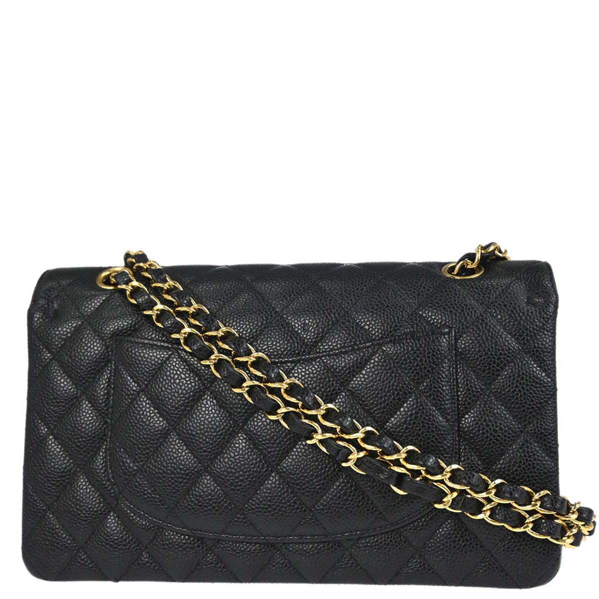 Chanel Black Caviar Skin Medium Classic Double Flap Shoulder Bag