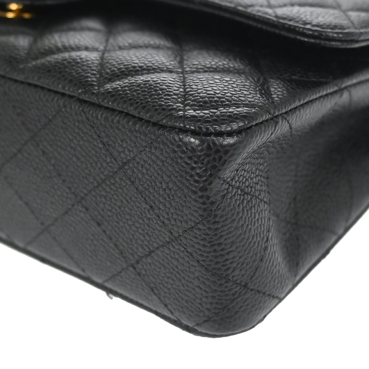 Chanel Black Caviar Skin Medium Classic Double Flap Shoulder Bag