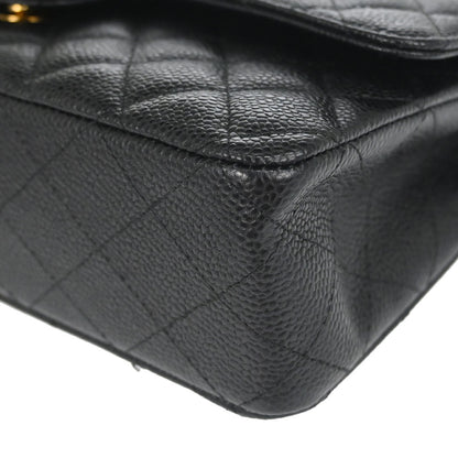 Chanel Black Caviar Skin Medium Classic Double Flap Shoulder Bag
