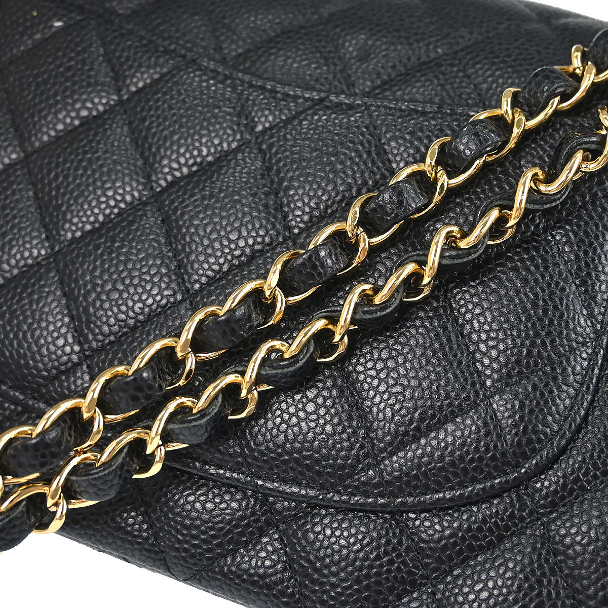 Chanel Black Caviar Skin Medium Classic Double Flap Shoulder Bag