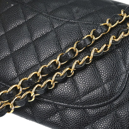 Chanel Black Caviar Skin Medium Classic Double Flap Shoulder Bag