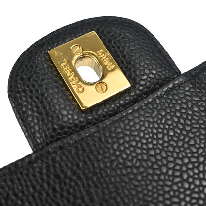 Chanel Black Caviar Skin Medium Classic Double Flap Shoulder Bag