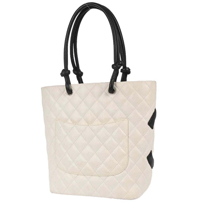 Chanel White Calfskin Cambon Ligne Tote Handbag