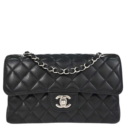Chanel Black Caviar Skin Small Classic Double Flap Shoulder Bag