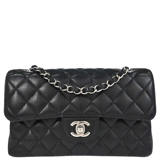 Chanel Black Caviar Skin Small Classic Double Flap Shoulder Bag
