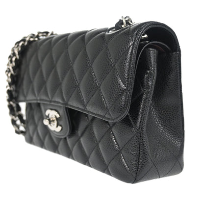 Chanel Black Caviar Skin Small Classic Double Flap Shoulder Bag
