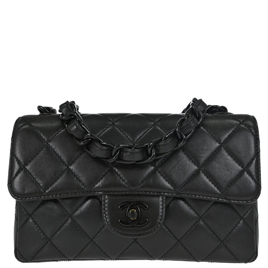 Chanel Black Lambskin Single Flap Shoulder Bag