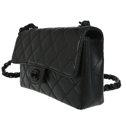 Chanel Black Lambskin Single Flap Shoulder Bag