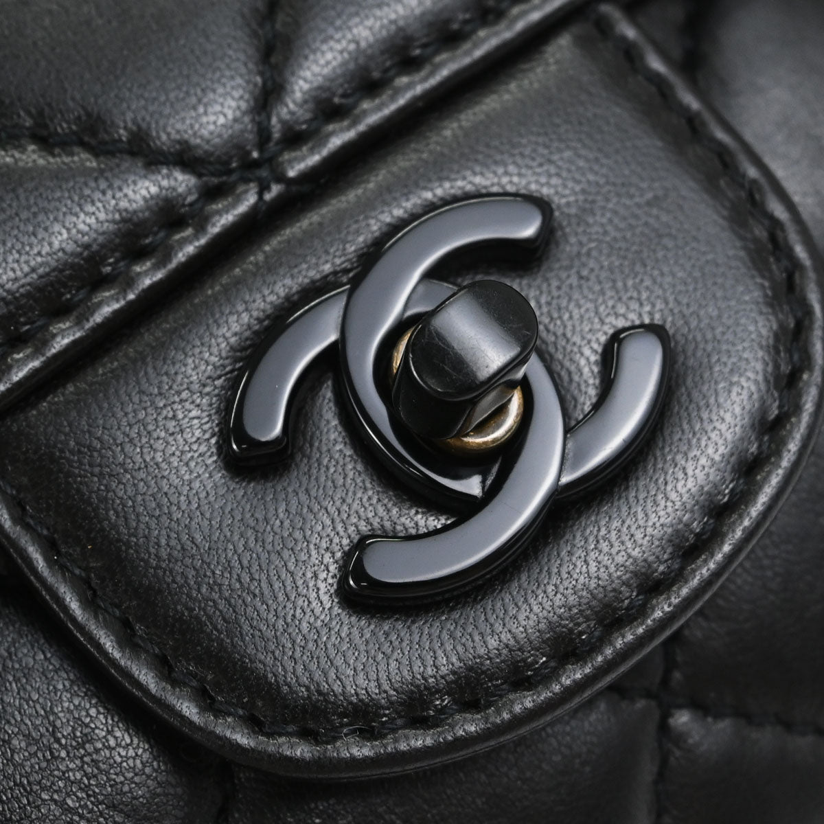 Chanel Black Lambskin Single Flap Shoulder Bag