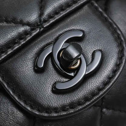 Chanel Black Lambskin Single Flap Shoulder Bag