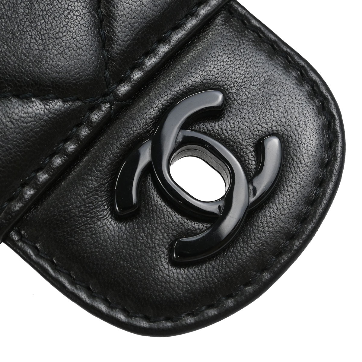 Chanel Black Lambskin Single Flap Shoulder Bag