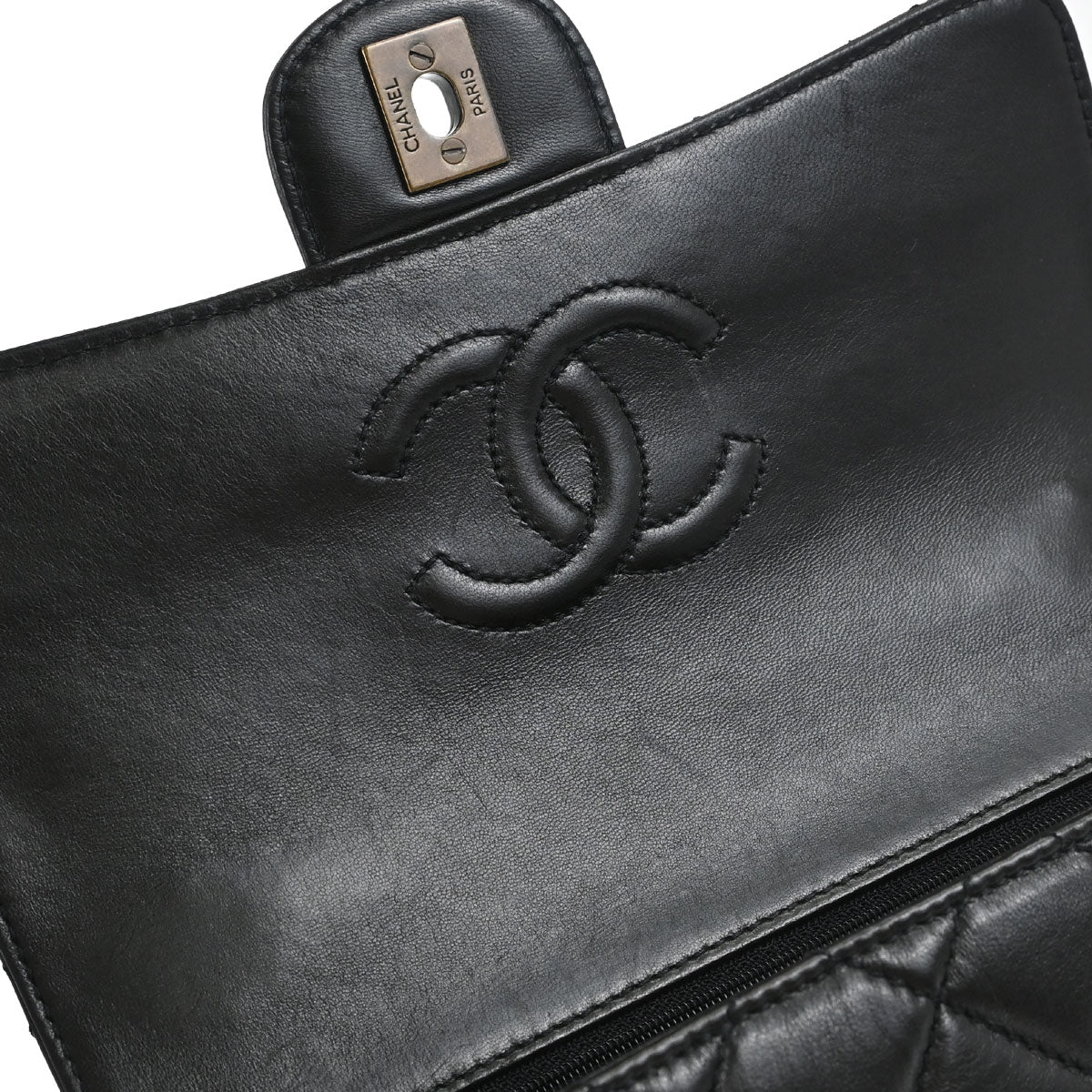 Chanel Black Lambskin Single Flap Shoulder Bag