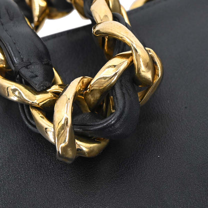 Chanel 1994-1996 Black Lambskin Chain Tote Shoulder Bag