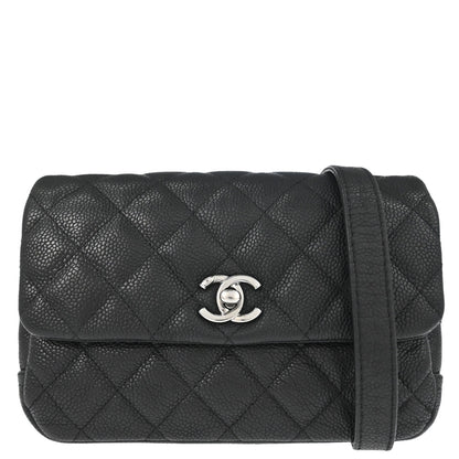 Chanel Black Caviar Skin Straight Flap Shoulder Bag