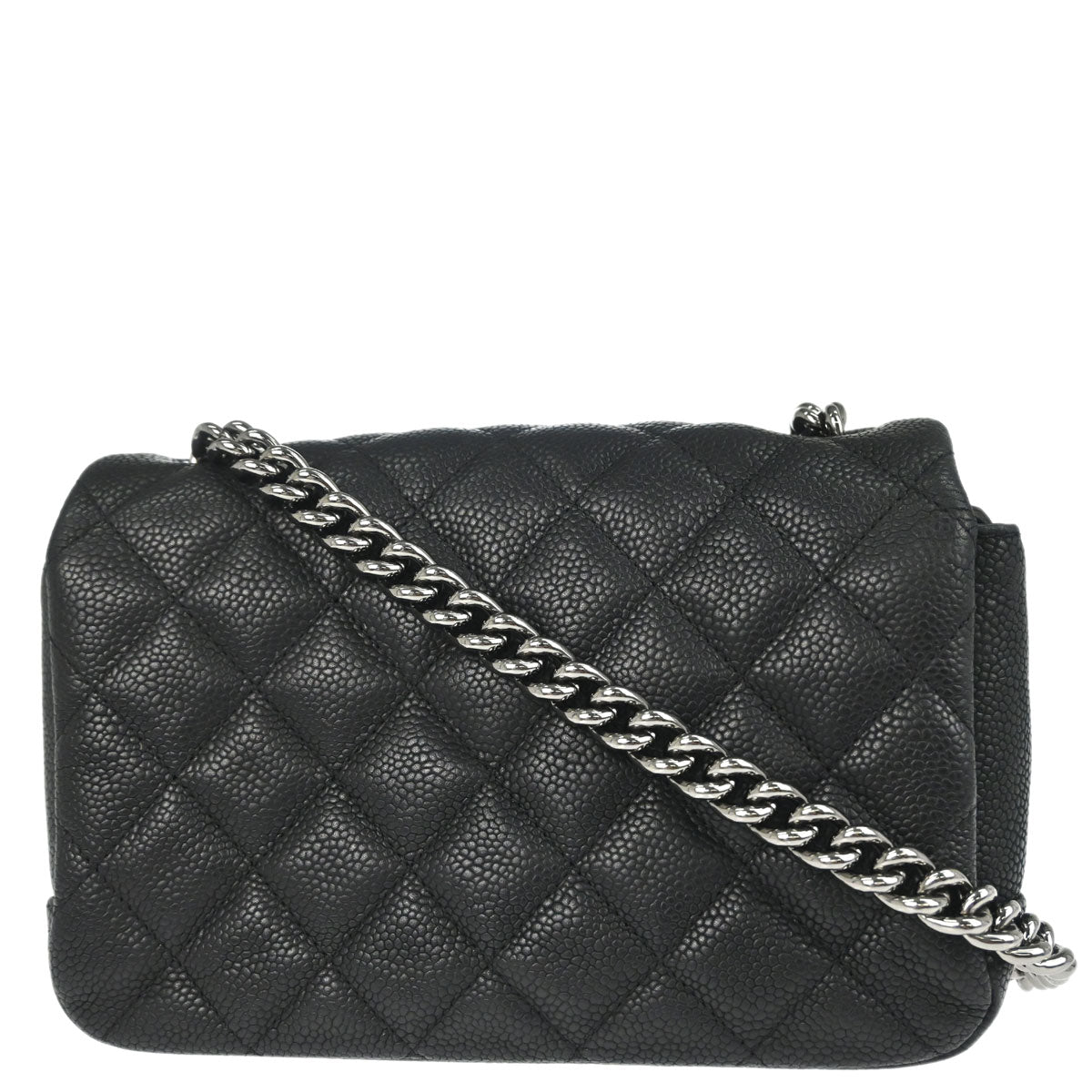 Chanel Black Caviar Skin Straight Flap Shoulder Bag