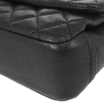 Chanel Black Caviar Skin Straight Flap Shoulder Bag