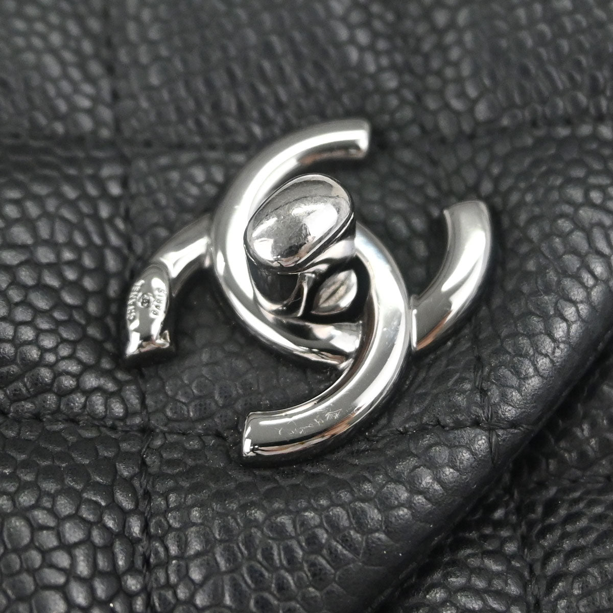 Chanel Black Caviar Skin Straight Flap Shoulder Bag