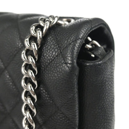 Chanel Black Caviar Skin Straight Flap Shoulder Bag