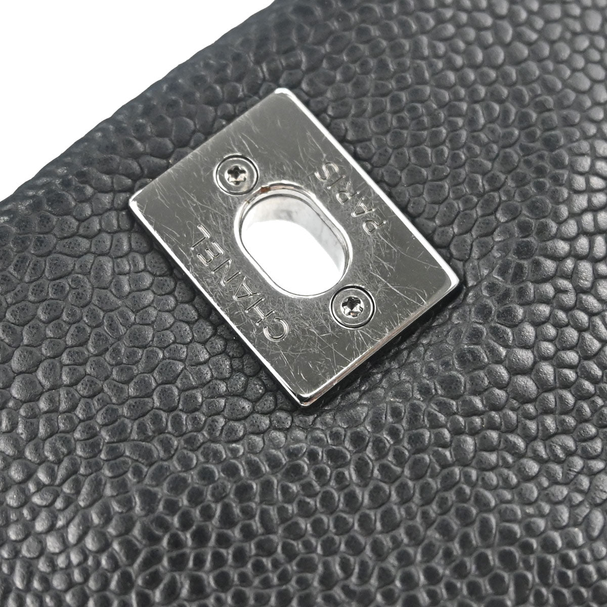 Chanel Black Caviar Skin Straight Flap Shoulder Bag