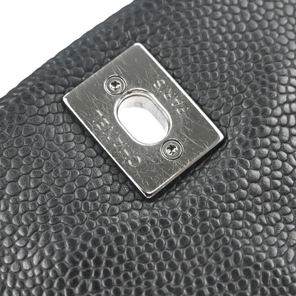 Chanel Black Caviar Skin Straight Flap Shoulder Bag