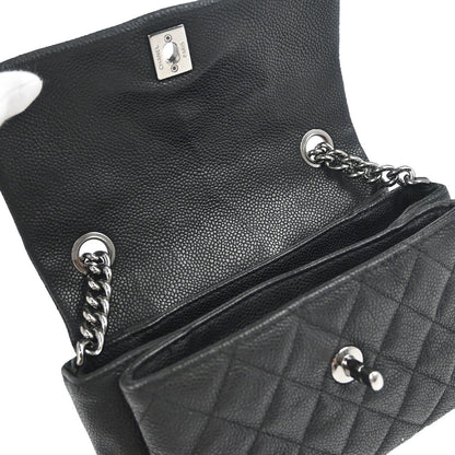 Chanel Black Caviar Skin Straight Flap Shoulder Bag