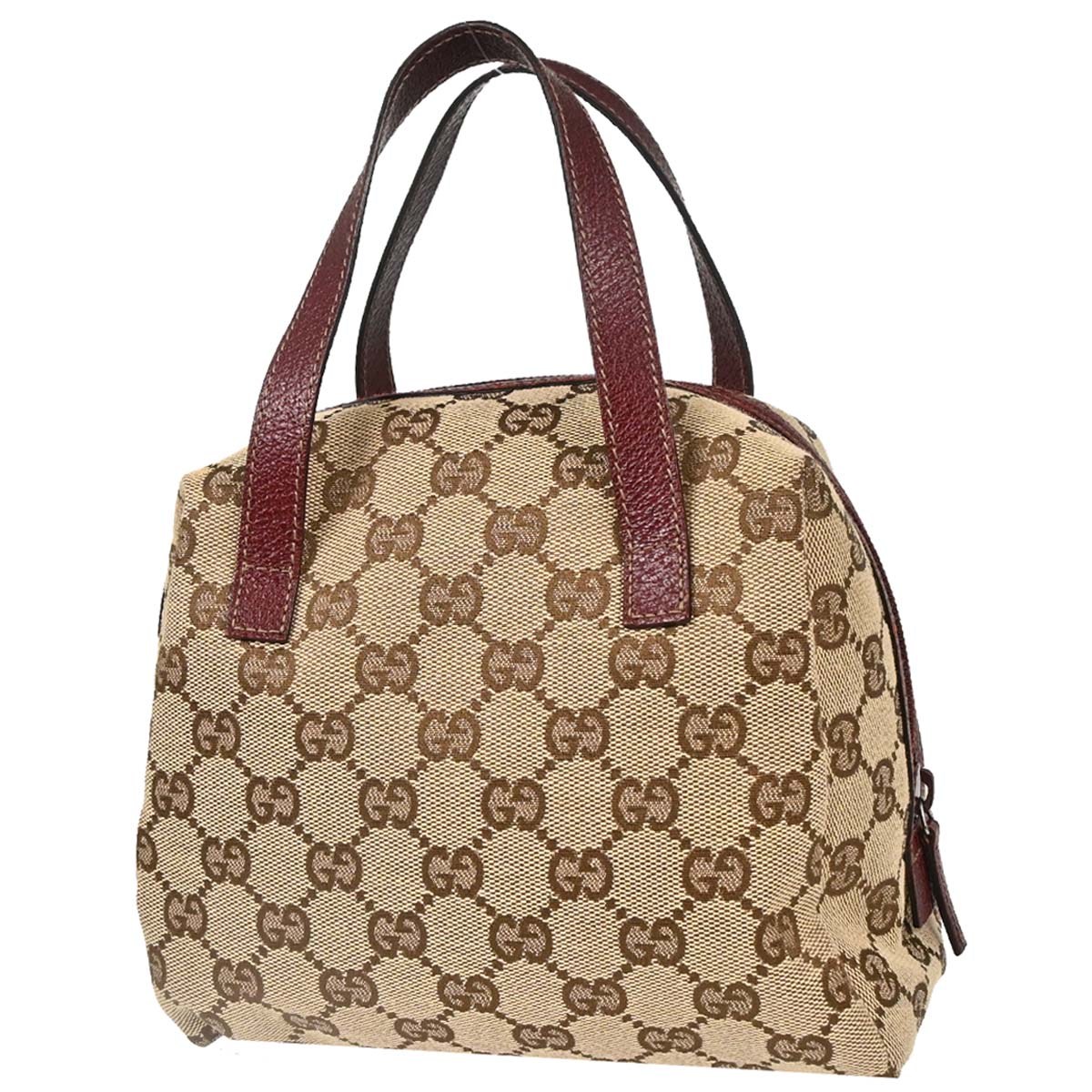Gucci Beige Bordeaux Canvas GG Handbag