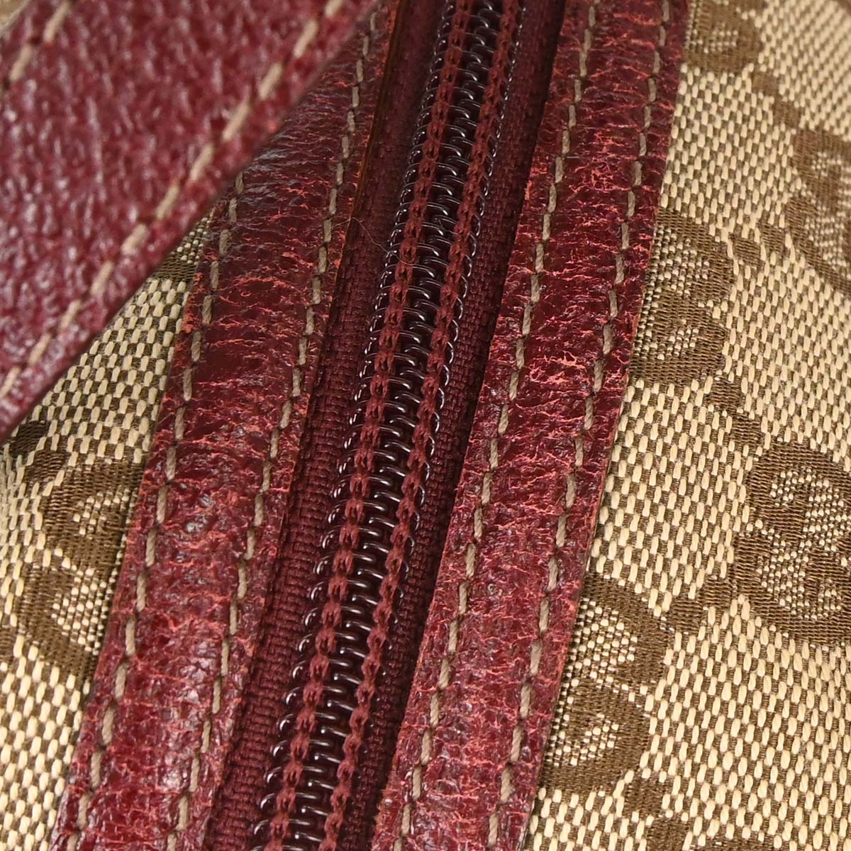 Gucci Beige Bordeaux Canvas GG Handbag