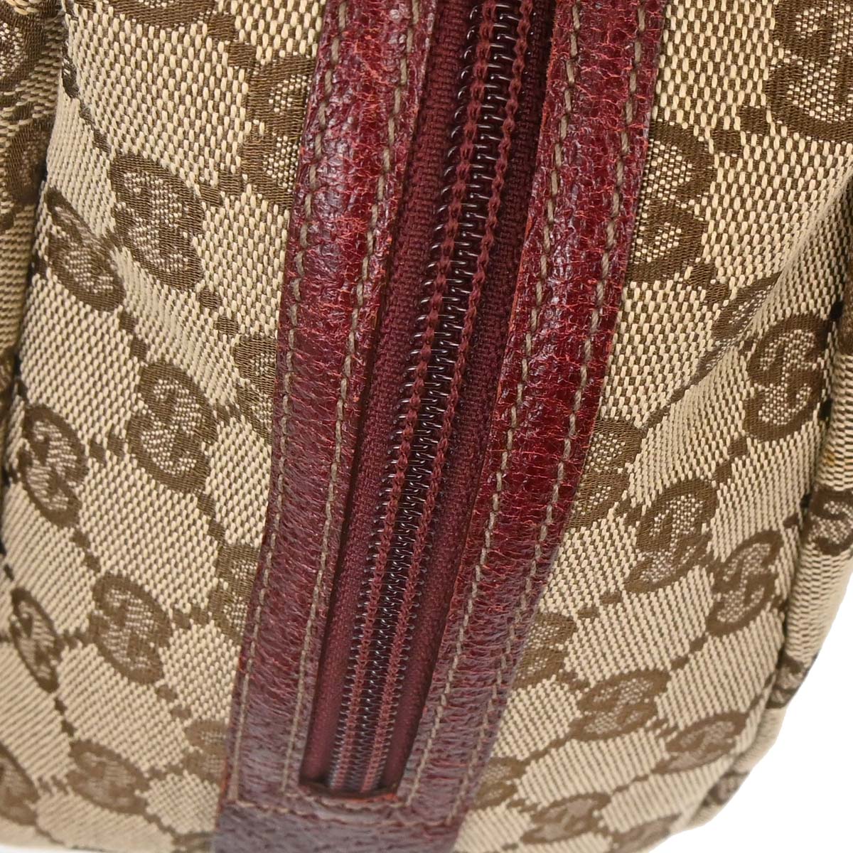 Gucci Beige Bordeaux Canvas GG Handbag