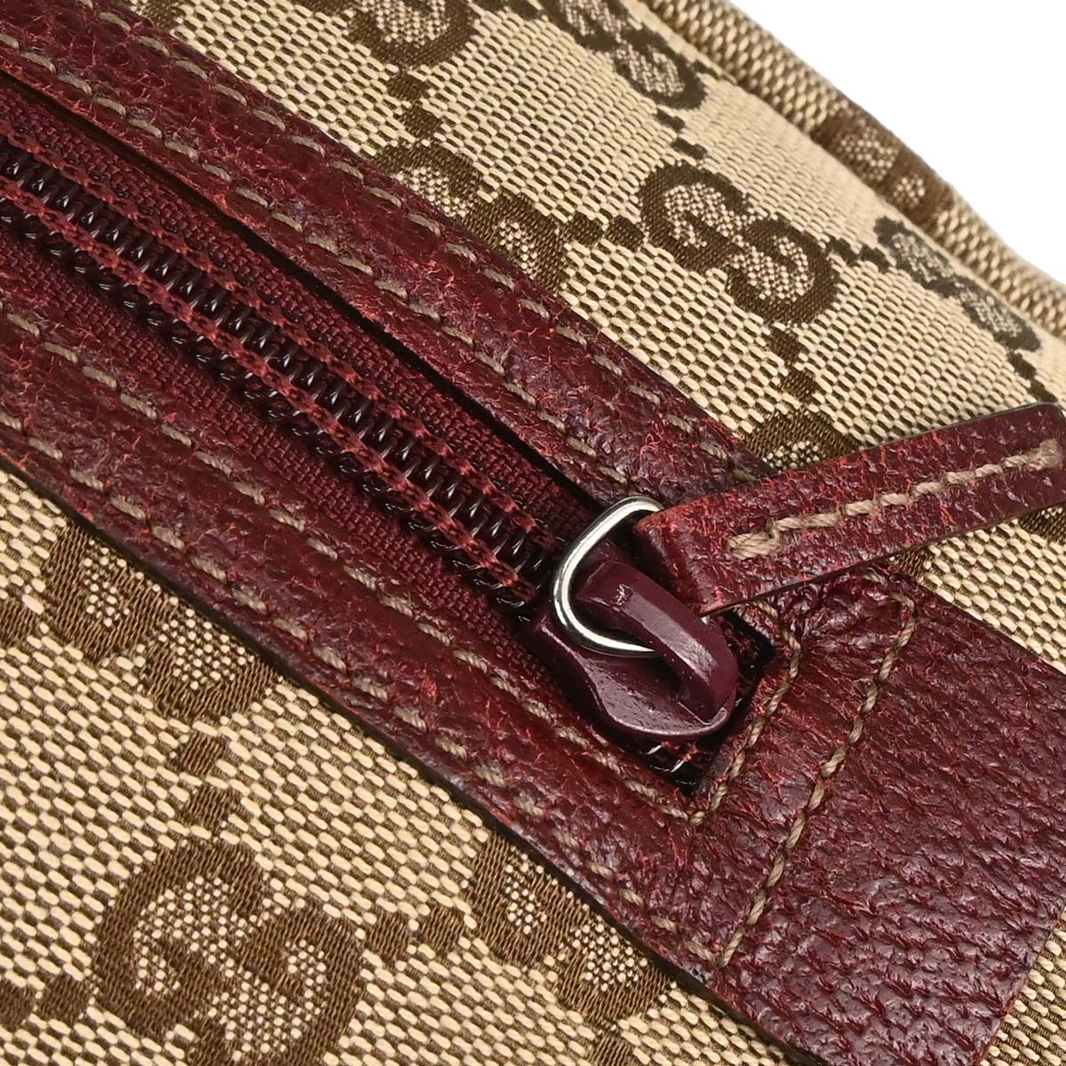 Gucci Beige Bordeaux Canvas GG Handbag
