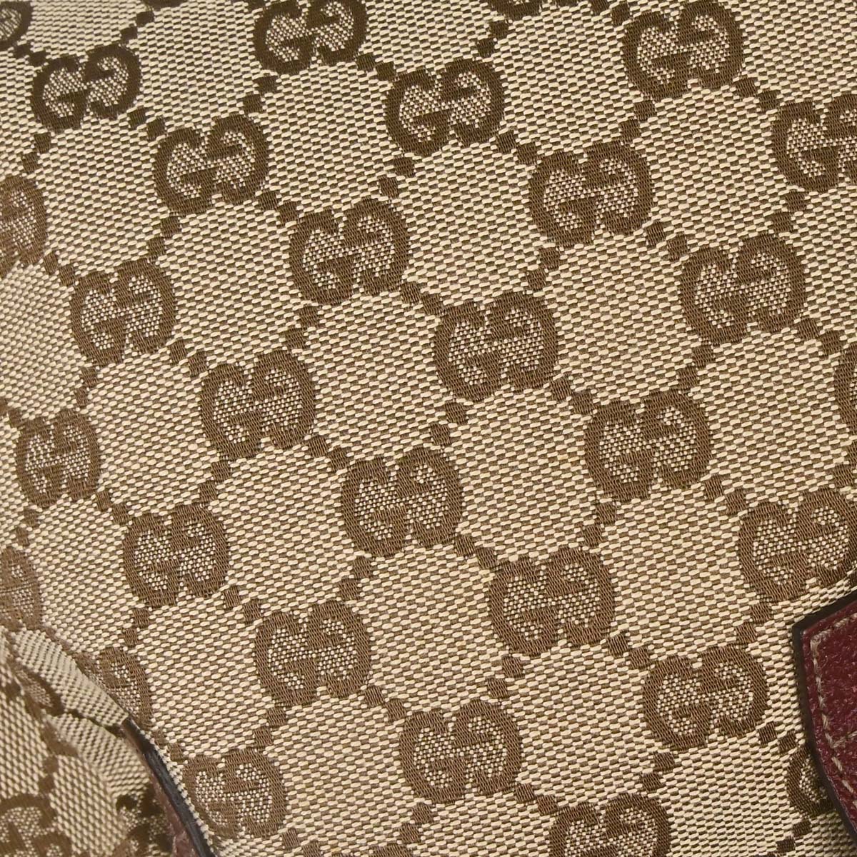 Gucci Beige Bordeaux Canvas GG Handbag