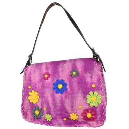 Fendi Purple Felt Patchwork Mamma Baguette Handbag