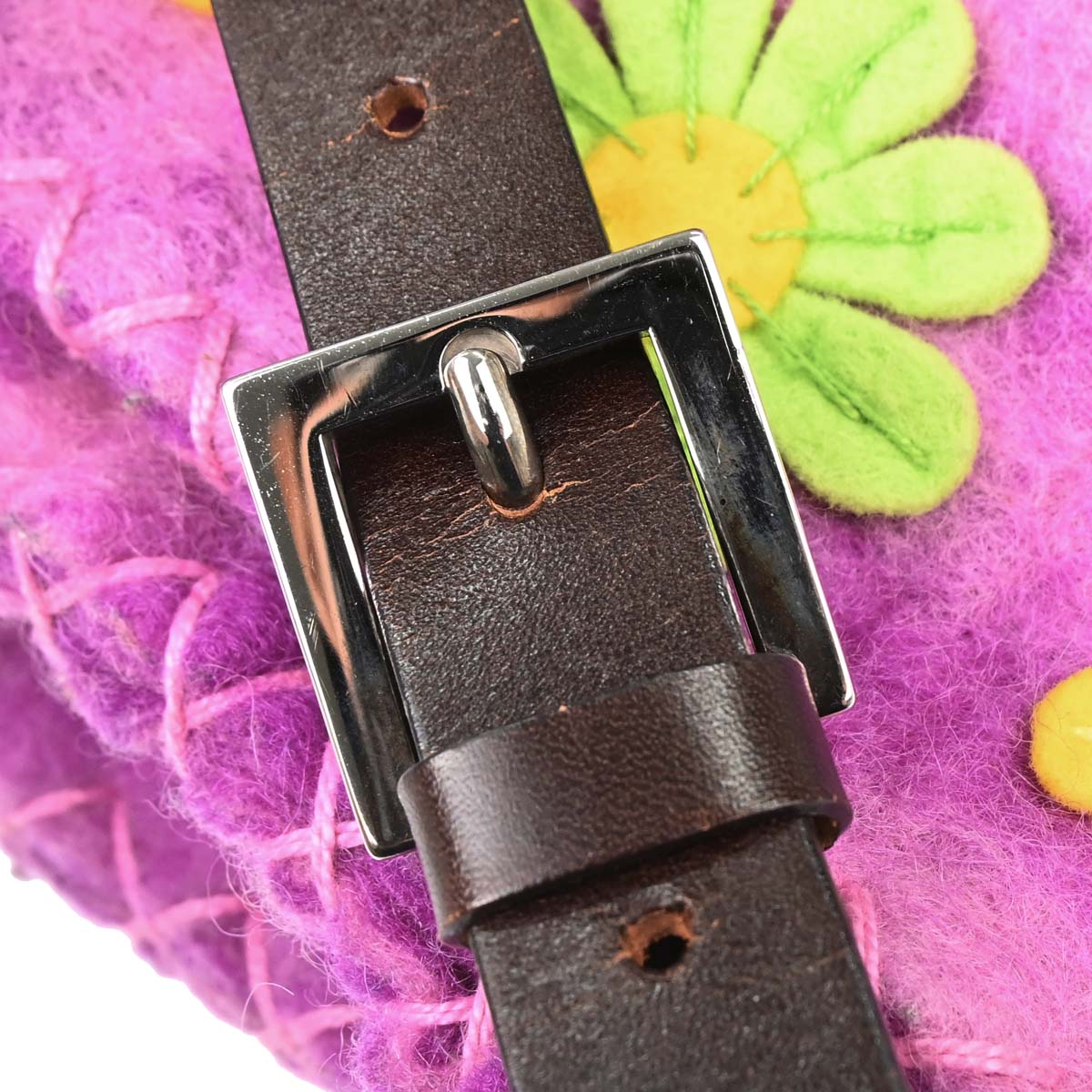 Fendi Purple Felt Patchwork Mamma Baguette Handbag
