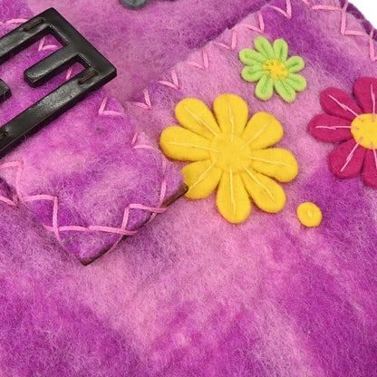 Fendi Purple Felt Patchwork Mamma Baguette Handbag