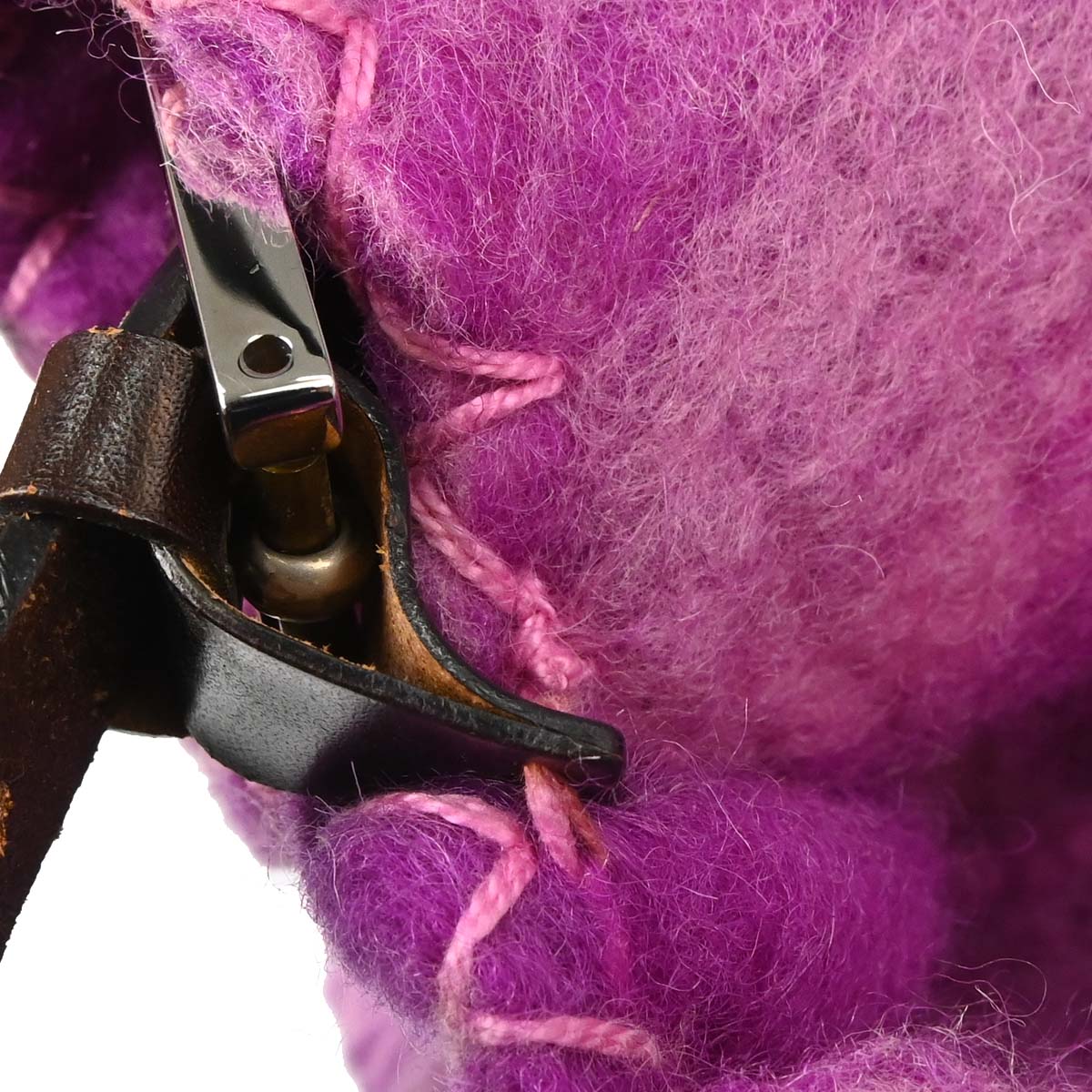 Fendi Purple Felt Patchwork Mamma Baguette Handbag