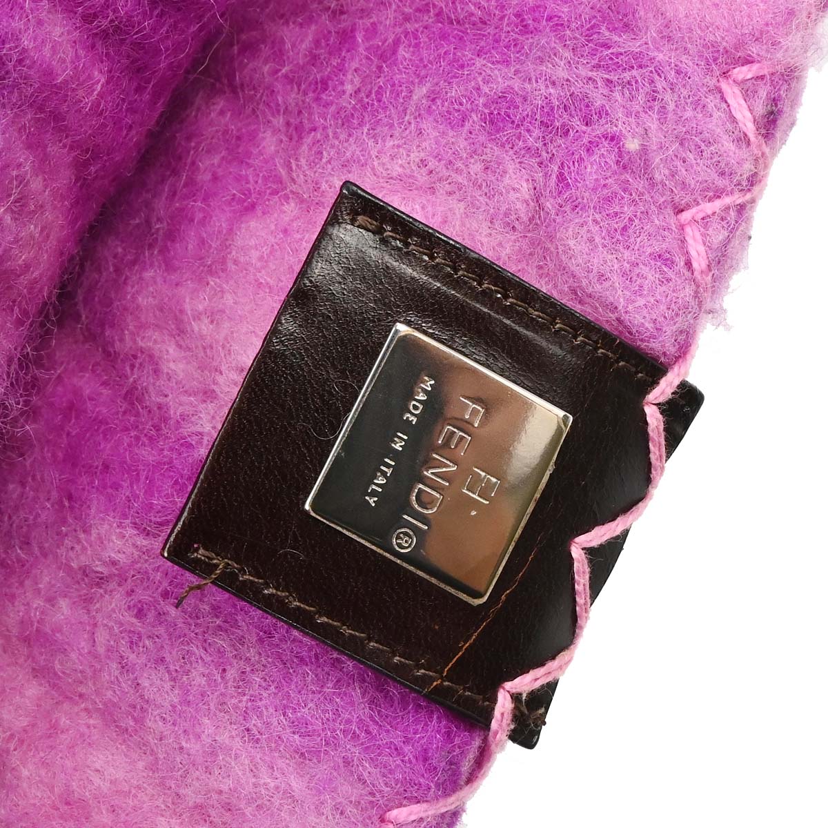 Fendi Purple Felt Patchwork Mamma Baguette Handbag