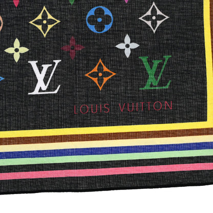 Louis Vuitton Black Monogram Multicolor Scarf M71912 Small Good