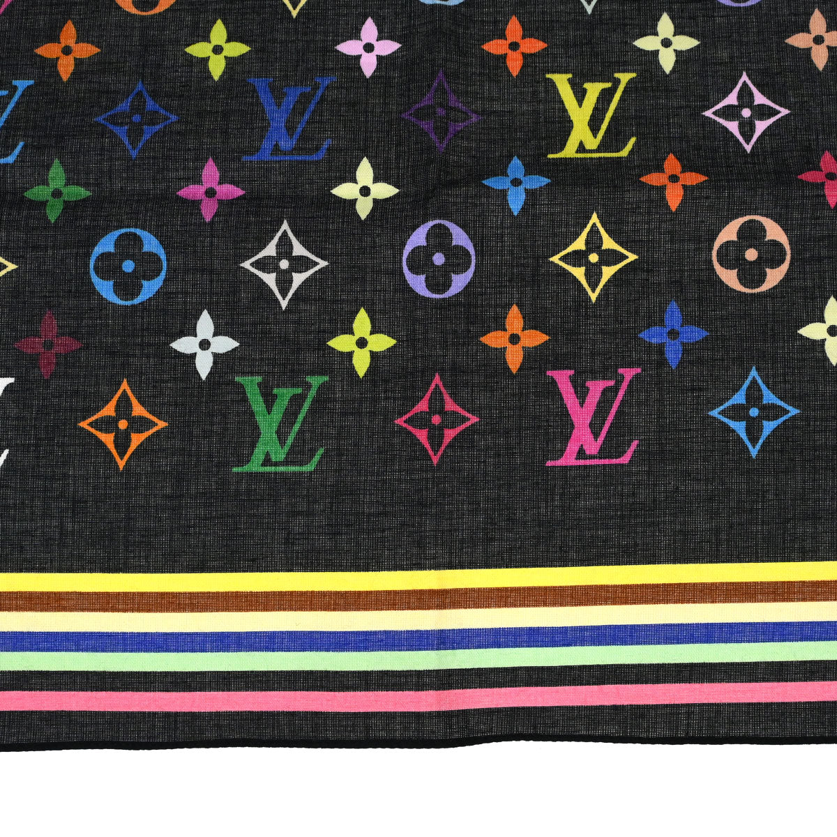 Louis Vuitton Black Monogram Multicolor Scarf M71912 Small Good