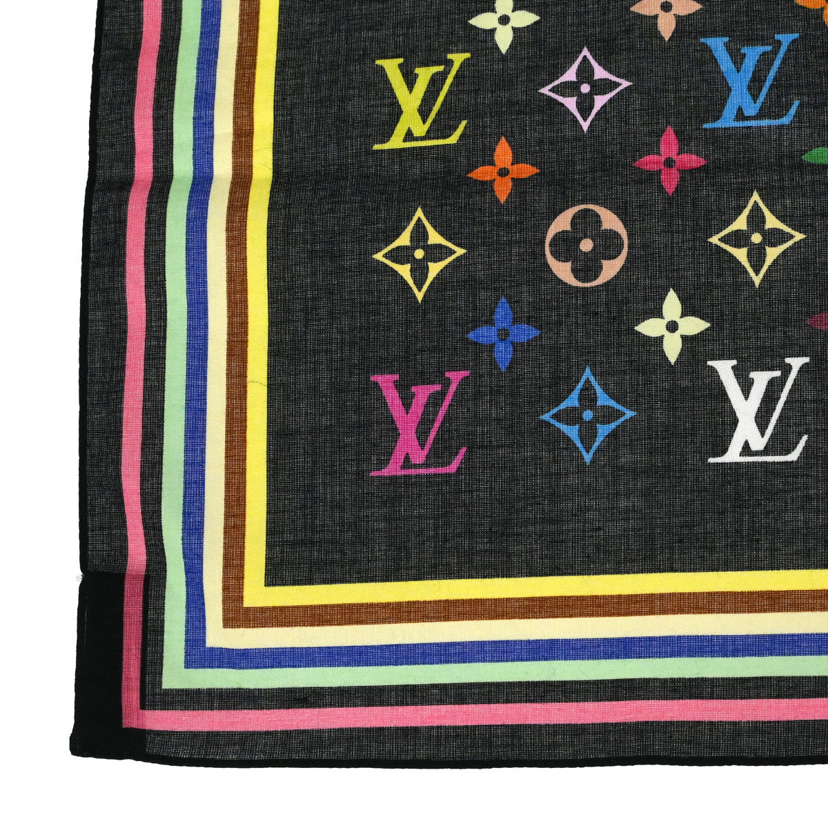 Louis Vuitton Black Monogram Multicolor Scarf M71912 Small Good