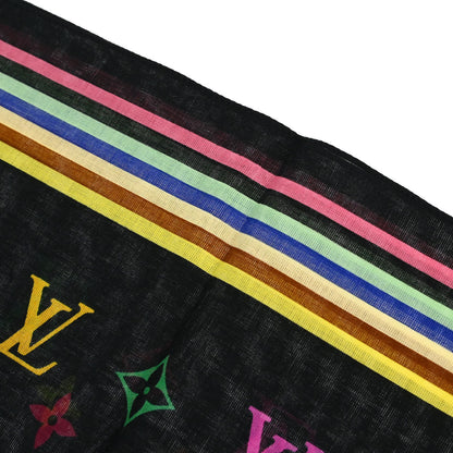 Louis Vuitton Black Monogram Multicolor Scarf M71912 Small Good