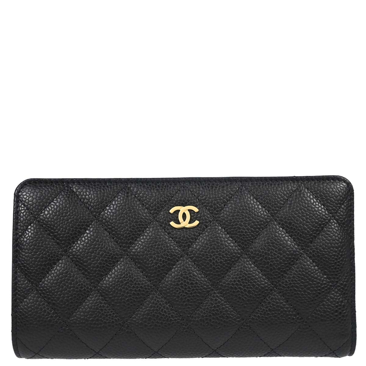 Chanel Black Caviar Skin Bifold Long Wallet