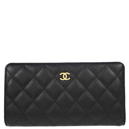 Chanel Black Caviar Skin Bifold Long Wallet
