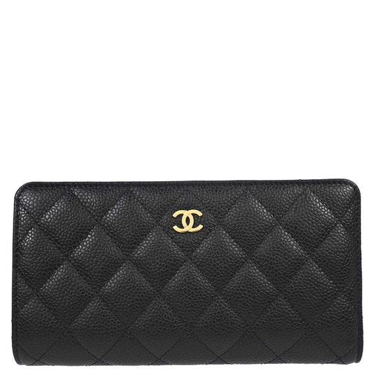 Chanel Black Caviar Skin Bifold Long Wallet