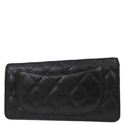Chanel Black Caviar Skin Bifold Long Wallet