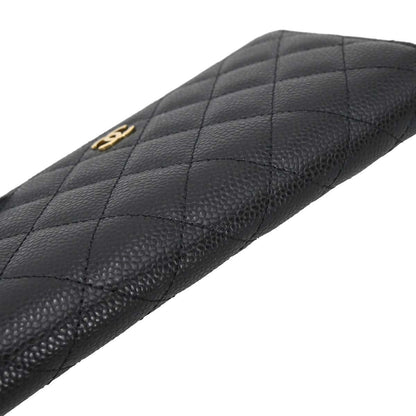 Chanel Black Caviar Skin Bifold Long Wallet