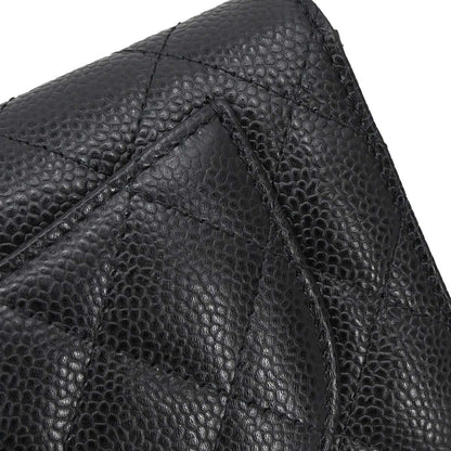 Chanel Black Caviar Skin Bifold Long Wallet